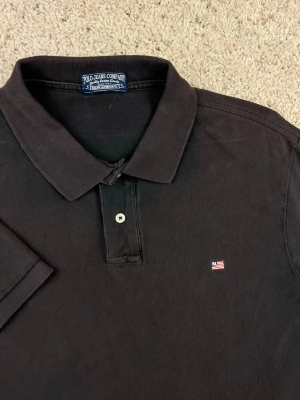 Ralph Lauren Polo Jeans Co Polo Shirt Mens XL Brown American Flag RL Logo